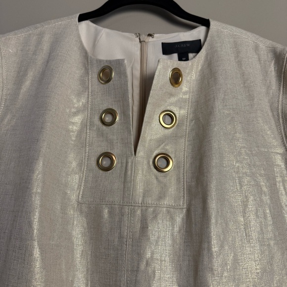 J. Crew Gold Sheath Mini Dress Crew Neck Sleeveless - Picture 4 of 13